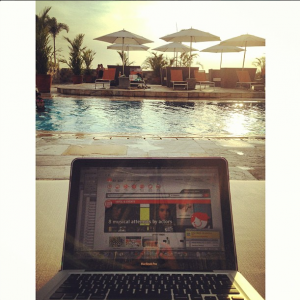 I love taking shots of my laptop while in scenic spots, haha. Or poolside.