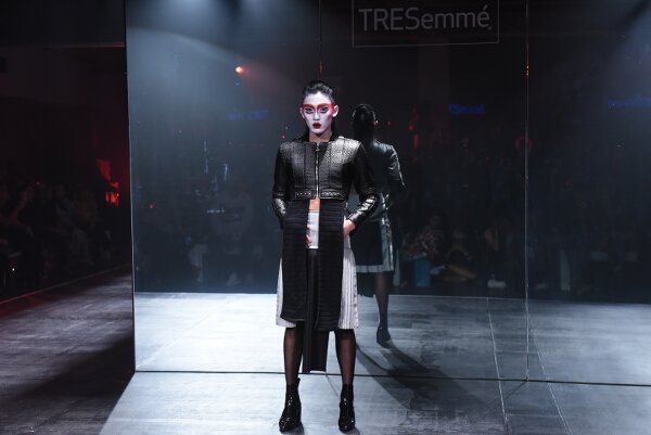 Jerome Lorico creates stunning textured metallic ensembles in a futuristic palette of silver, platinum, and black.