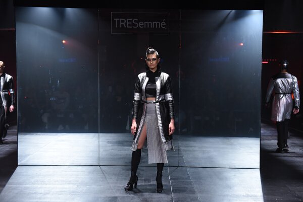 Jerome Lorico creates stunning textured metallic ensembles in a futuristic palette of silver, platinum, and black.