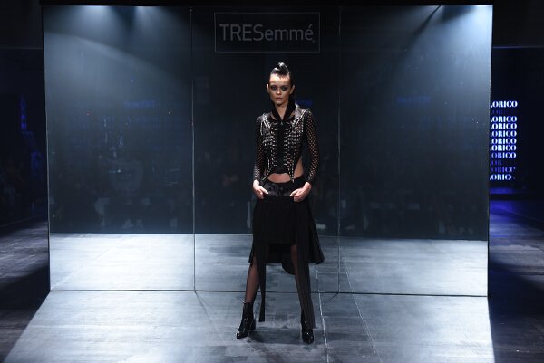 Jerome Lorico creates stunning textured metallic ensembles in a futuristic palette of silver, platinum, and black.